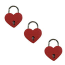 Vintage Antique Style Small Padlock Heart Shaped With Keys -Red