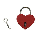 Vintage Antique Style Small Padlock Heart Shaped With Keys -Red