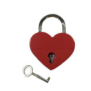 Vintage Antique Style Small Padlock Heart Shaped With Keys -Red