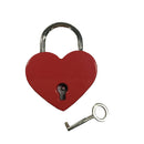 Vintage Antique Style Small Padlock Heart Shaped With Keys -Red