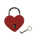 Vintage Antique Style Small Padlock Heart Shaped With Keys -Red