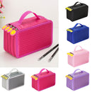 Women Girls Beauty Cosmetic Tools Storage Makeup Brush Holder 4 Layers Capacity Kids Pencil Pen Case Travel Bag Gift Purple