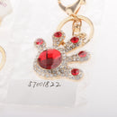 Llavero del Bolso Anillo Rhinestone Cristalino Palma Encanto Llave Roja