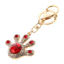 Llavero del Bolso Anillo Rhinestone Cristalino Palma Encanto Llave Roja