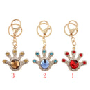 Llavero del Bolso Anillo Rhinestone Cristalino Palma Encanto Llave Roja