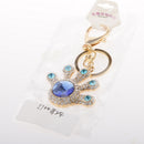 Fashionable Crystal Rhinestone Charms Cartoon Palm Design Pendant Keychain Key Ring Bag Keyfob Handbag Hanging Decor Gift Blue