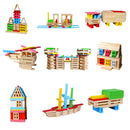 Children Wooden 150pcs Building Stacking Blocks Bricks Toy Construction Set Kids Domino Games