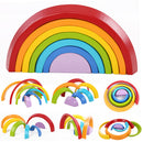 Wooden 7 Colour Stacking Rainbow Shape Kids Childrens Educational Toy Set
