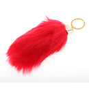 Manmade Rabbit Hair Tassel Handbag Car Keychain Keyring Charm - Red