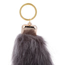 Manmade Rabbit Hair Handbag Car Keychain Keyring Charm - Dark Grey