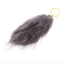 Manmade Rabbit Hair Handbag Car Keychain Keyring Charm - Dark Grey