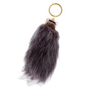 Manmade Rabbit Hair Handbag Car Keychain Keyring Charm - Dark Grey