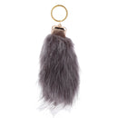 Manmade Rabbit Hair Handbag Car Keychain Keyring Charm - Dark Grey