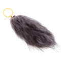 Manmade Rabbit Hair Handbag Car Keychain Keyring Charm - Dark Grey