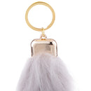 Manmade Rabbit Hair Handbag Car Keychain Keyring Charm - Light Grey