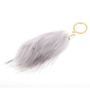 Manmade Rabbit Hair Handbag Car Keychain Keyring Charm - Light Grey