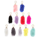 Manmade Rabbit Hair Handbag Car Keychain Keyring Charm - Yellow