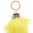 Manmade Rabbit Hair Handbag Car Keychain Keyring Charm - Yellow