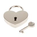 Vintage Personalized Heart Shape Padlock w/ Key Travel Locker Set - Silver L
