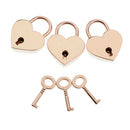 Set of 3 Vintage Heart Shape Padlock with Keys Suitcase Lock - Light Gold M
