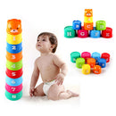 Set of Piles 9 Cups Stacking Up Rainbow Blocks Kids Toddlers Play Fun Toy