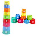 Set of Piles 9 Cups Stacking Up Rainbow Blocks Kids Toddlers Play Fun Toy