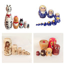 Set of 6pcs Painted Wooden Animals Nesting Dolls Matryoshka Russian Doll Kids Gift