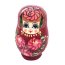 Set of 5pcs Red Painted Wooden Nesting Dolls Matryoshka Russian Doll Childrens Gift