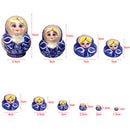 Set of 10pcs Blue Painted Wooden Nesting Dolls Matryoshka Russian Doll Kids Gift