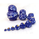 Set of 10pcs Blue Painted Wooden Nesting Dolls Matryoshka Russian Doll Kids Gift