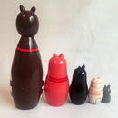 Set of 5pcs Painted Wooden Cat Family Nesting Dolls Matryoshka Russian Doll Kids Gift