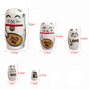 5 Wooden Matryoshka Matrioshka Russian Nesting Dolls Fortune Cat Set White