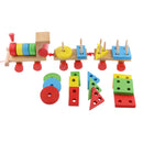 Multi Geometric Figures Wooden Train Toy Set with Multi Colors for Kids