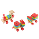 Multi Geometric Figures Wooden Train Toy Set with Multi Colors for Kids