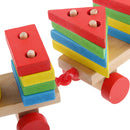 Multi Geometric Figures Wooden Train Toy Set with Multi Colors for Kids
