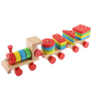 Multi Geometric Figures Wooden Train Toy Set with Multi Colors for Kids