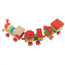 Multi Geometric Figures Wooden Train Toy Set with Multi Colors for Kids