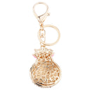 Rhinestone Crystal Bag Pendant Plum Flower Money Bags Pendant Keyring Keychain Handbag Hook Holder Plum Red