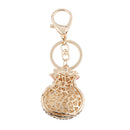 Rhinestone Crystal Keyring Plum Flower Money Bag Handbag Keyfobs Red