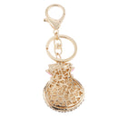 Idea Gift Rhinestone Crystal Keyring Plum Flower Money Bag Car Key Finder Pink