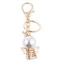Queen Crown Angel Pendant Rhinestone Crystal Key Chain Birthday Gift Pink