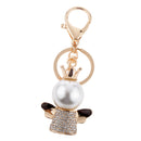 Rhinestone Crystal Key Ring Queen Crown Angel Pendant Car Key Holder Gold