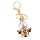Rhinestone Crystal Key Ring Queen Crown Angel Pendant Car Key Holder Gold