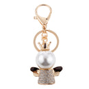 Rhinestone Crystal Key Ring Queen Crown Angel Pendant Car Key Holder Gold