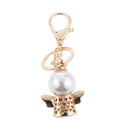 Rhinestone Crystal Key Ring Queen Crown Angel Pendant Car Key Holder Gold