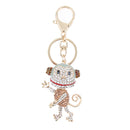 Dancing Monkey Pendant Rhinestone Crystal Car Key Hanger Keyfobs Lady Gift