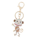 Dancing Monkey Pendant Rhinestone Crystal Car Key Hanger Keyfobs Lady Gift