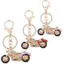 Rhinestone Crystal Fashion Motorcycle Keyring Keychain Purple