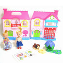 Plastic Building Model Dollhouse Set Toy 2 Pretty Girls Doghouse Accessories