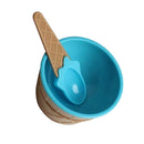 Blue Plastic Ice Cream Sundae Dish Bowl with Matching Spoon Kids Children Summer Party Dessert Cup Cone